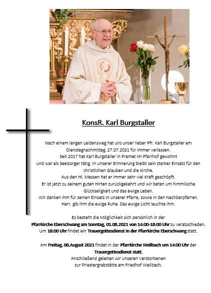 Nachruf Pf. Karl Burgstaller